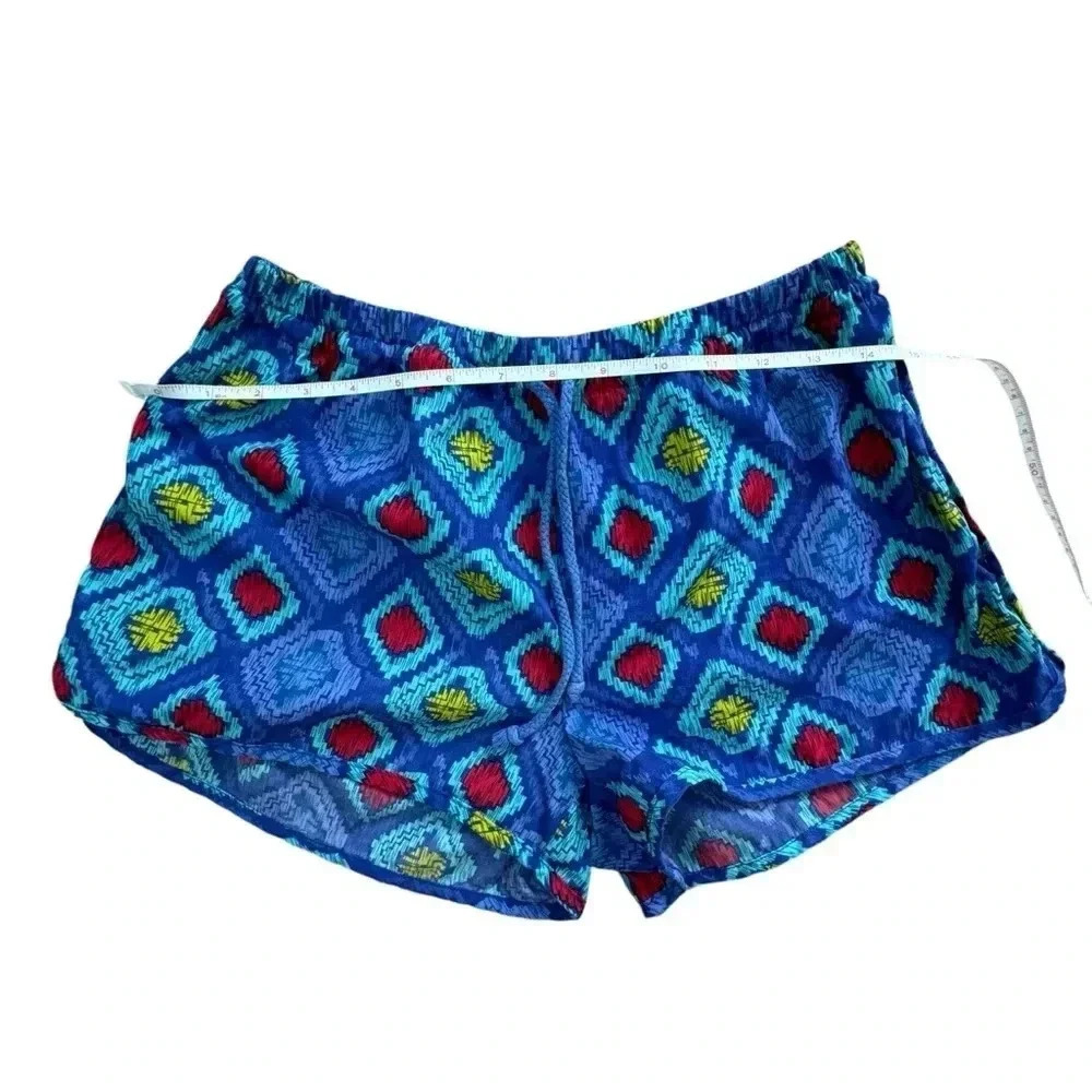 Cotton On Blue Low Rise Pajama Shorts Boho Print Beachy Pool Cover up - Picture 4 of 7